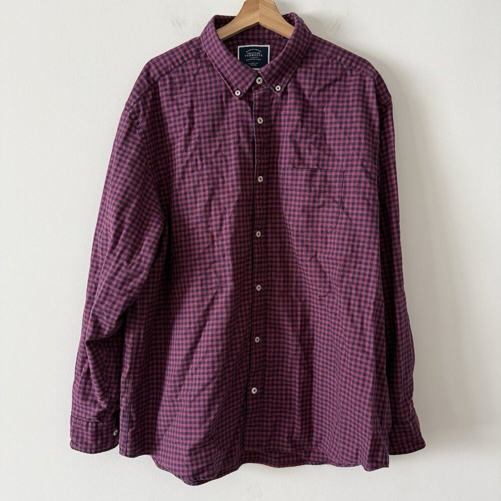 Charles Tyrwhitt Shirt Men’s Sz XXL Flannel Button Checks‎ Plaid 100% Cotton